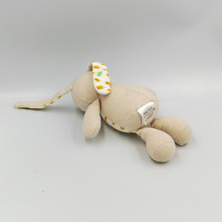 Doudou Lapin beige blanc fleurs orange KLORANE