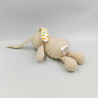 Doudou Lapin beige blanc fleurs orange KLORANE