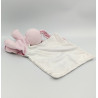 Doudou lapin rose mouchoir blanc Cajou SUCRE D'ORGE