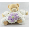 Doudou ours boule patapouf blanc fleur bleue KALOO
