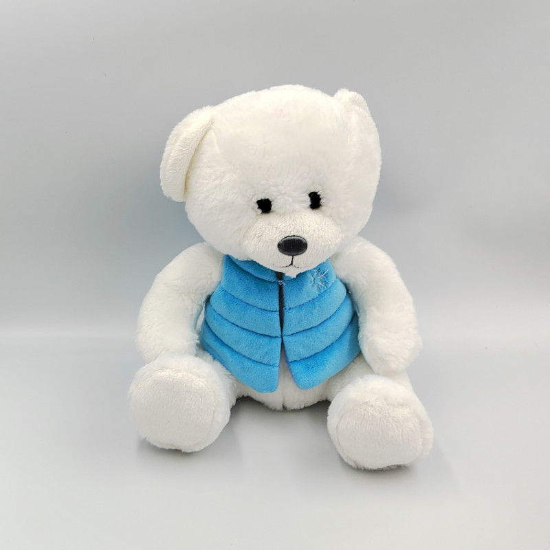 Doudou ours blanc gilet bleu GIPSY