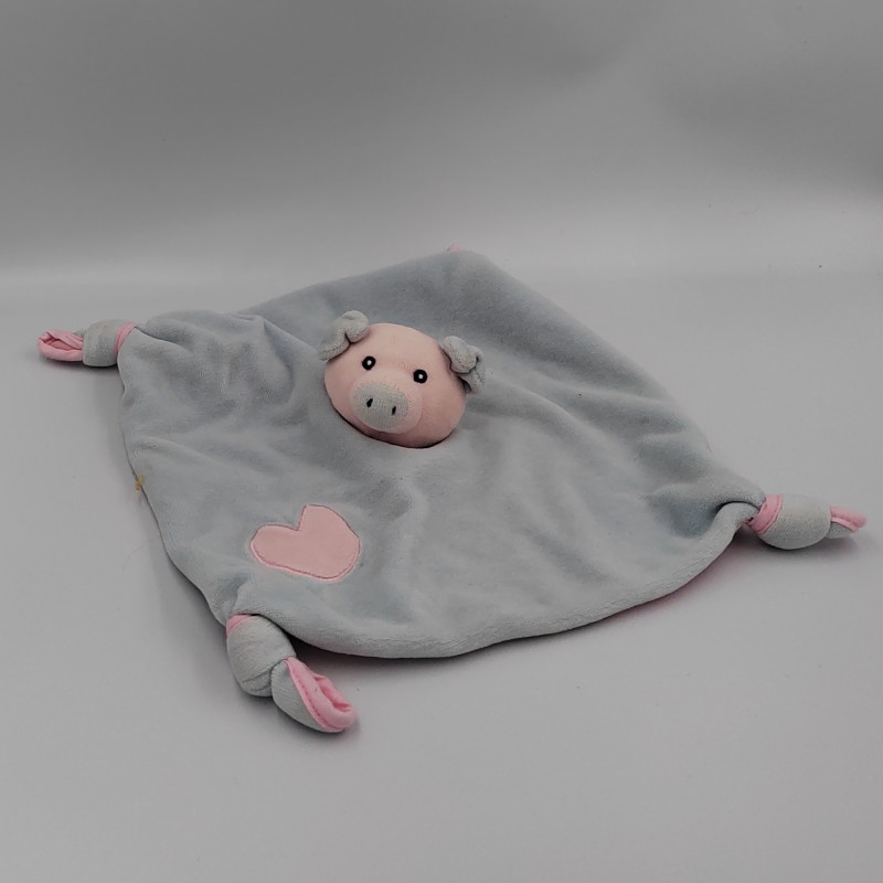 DOUDOU PLAT COCHON BLEU ROSE GIPSY