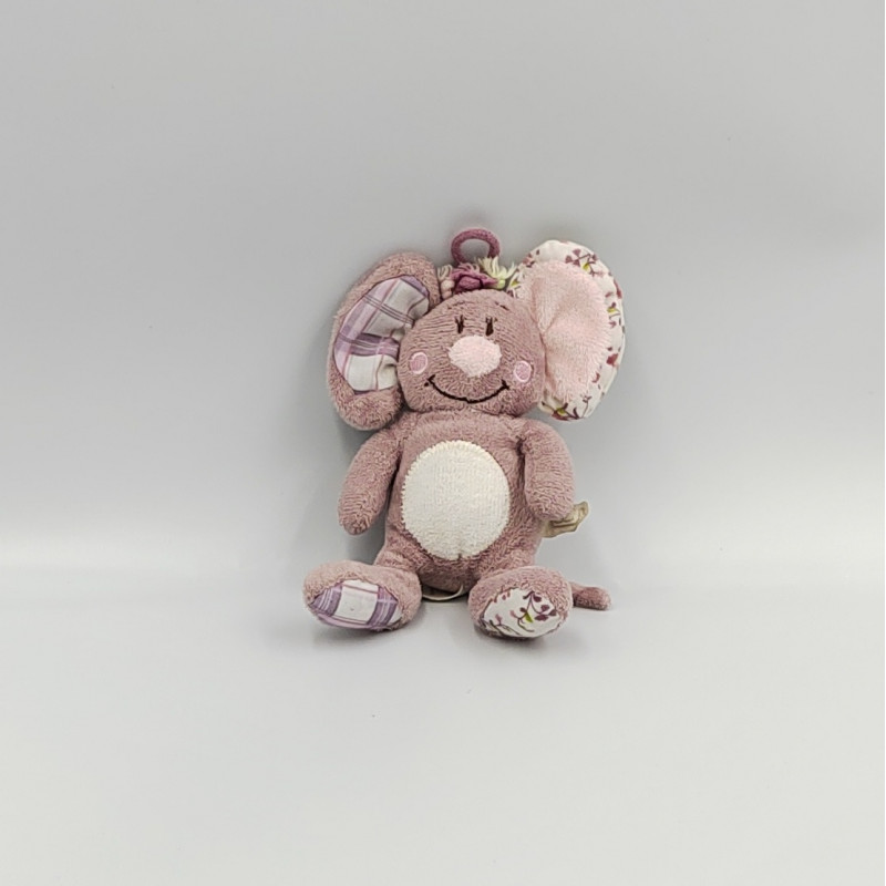 Mini Doudou souris mauve rose fleurs Nina NOUKIE'S NOUKIES