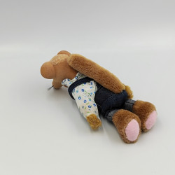 Ancienne peluche souris marron salopette jean BINO