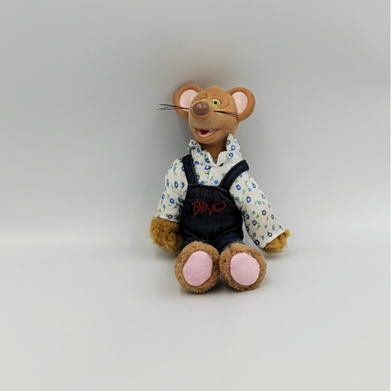 Ancienne peluche souris marron salopette jean BINO