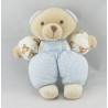 Doudou ours salopette carreaux bleu clair TARTINE ET CHOCOLAT