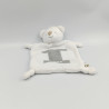 Doudou plat ours blanc gris lettre I IKKS