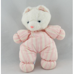 Doudou lapin blanc rayé rose TARTINE ET CHOCOLAT