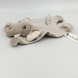 Doudou plat éléphant gris beige blanc rayé H&M