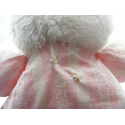 Doudou chat ours blanc rayé rose TARTINE ET CHOCOLAT