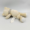 Doudou chat beige écharpe rayé IDEAL PROMOTION SERGENT MAJOR