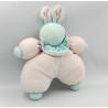Ancien Doudou lapin rose bleu Moulin Roty