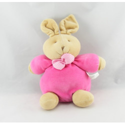 Doudou lapin jaune beige col vert fleur GERCA