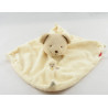 Doudou plat  carré ecru jaune ours TEX 
