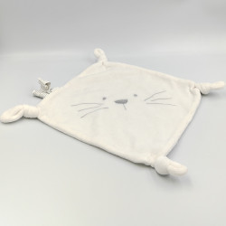 Doudou plat carré blanc chat AUCHAN