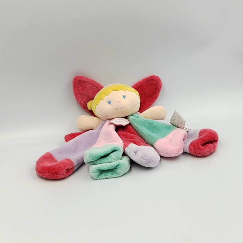 Doudou et compagnie plat poupée fille rose mauve vert Les