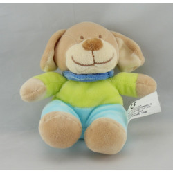 Doudou plat Chien bleu vert Nicotoy 