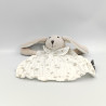 Doudou plat lapin beige blanc pois ATMOSPHERA