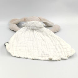 Doudou plat lapin beige blanc pois ATMOSPHERA