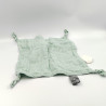 Doudou plat chat blanc bleu vert pois ORCHESTRA