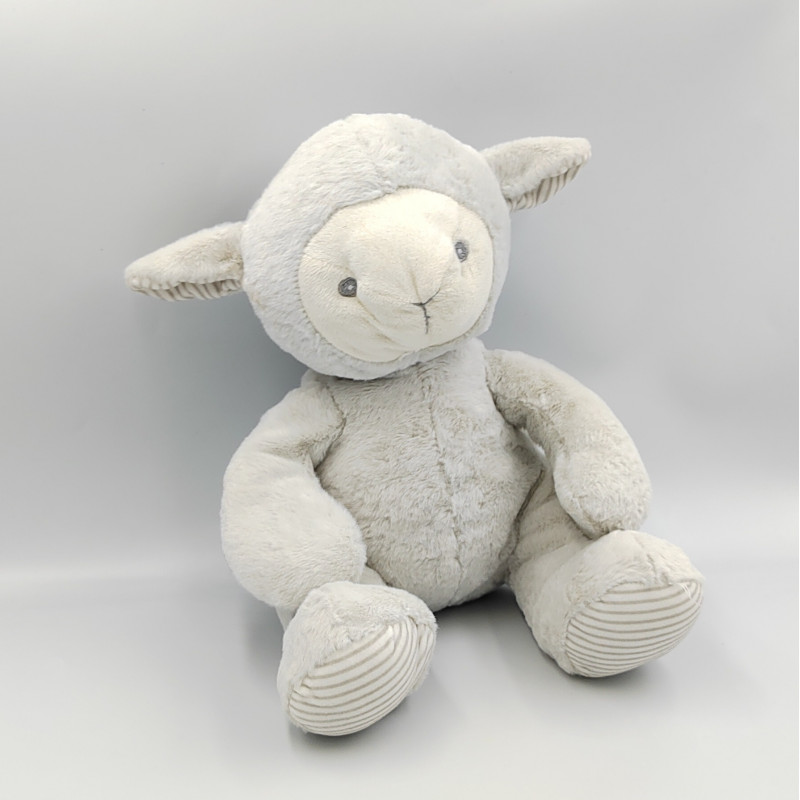 Doudou peluche mouton gris rayé ITEM INTERNATIONAL