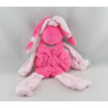 Doudou semi plat lapin rose TARTINE ET CHOCOLAT