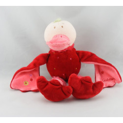 Doudou plat canard fleur rouge CATIMINI