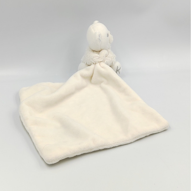 Doudou plat ours blanc mouchoir PERLE KALOO