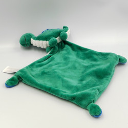 Doudou dinosaure vert blanc mouchoir TEX