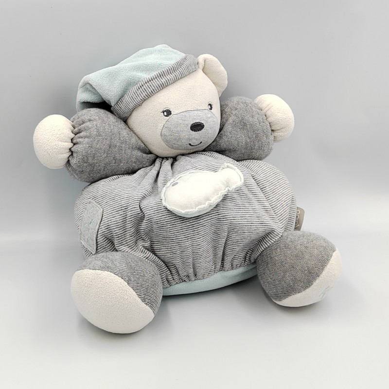 DOUDOU OURS GRIS BLANC BLEU RAYÉ POISSON ZEN KALOO