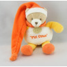 Doudou et compagnie ours ptit doux orange avec mouchoir 