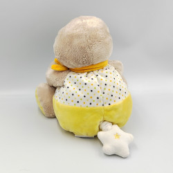 Doudou musical poussin canard jaune blanc étoiles MOTS D'ENFANTS