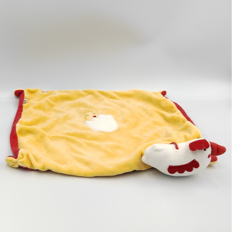 Doudou plat poule jaune rouge DPAM