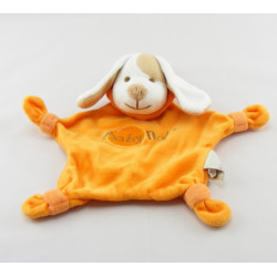 Doudou semi plat carré chien orange mouchoir BABY NAT