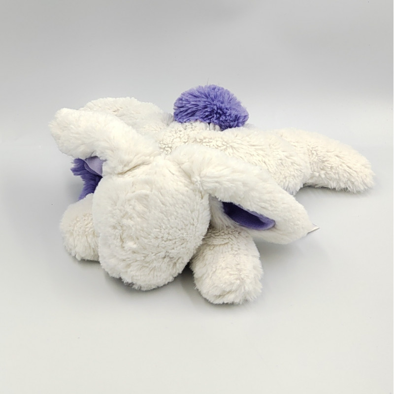 Doudou et compagnie lapin blanc violet Pompon
