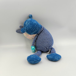 Doudou rhinocéros bleu rayé laine ZARA