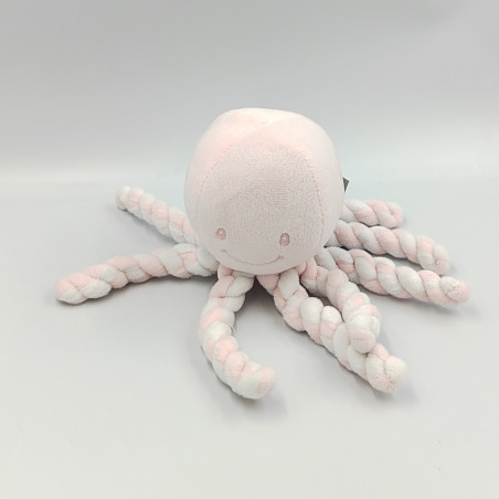 Doudou pieuvre poulpe rose blanc laine Octopus NATTOU