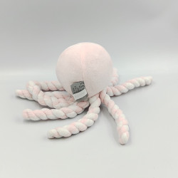 Doudou pieuvre poulpe rose blanc laine Octopus NATTOU