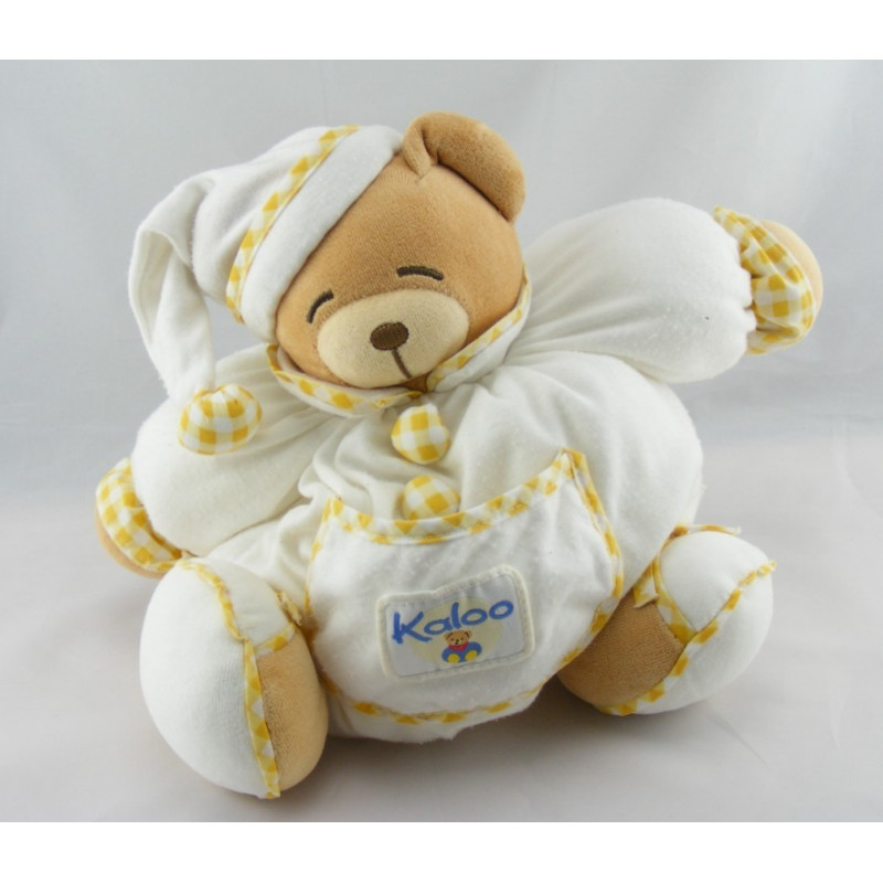 Doudou Ours bonne nuit vichy orange KALOO