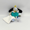 Doudou chien bleu vert gris blanc jaune Pépin mouchoir Baby nat