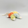 Doudou lapin blanc orange vert bleu jaune bavoir DE FIL EN IMAGE