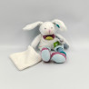Doudou et compagnie lapin blanc bleu rose pois mouchoir Les Ptitous