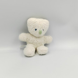 Ancienne Peluche ours blanc nez vert TIENO