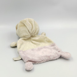 Doudou plat ours déguisé en lapin beige rose GRAIN DE BLE