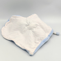 Doudou plat coeur poupée lutin bleu rose blanc rayé MOULIN ROTY