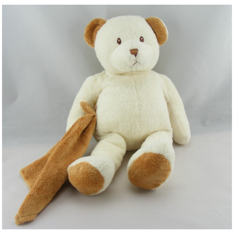 Doudou ours marron beige avec mouchoir ANNA CLUB PLUSH