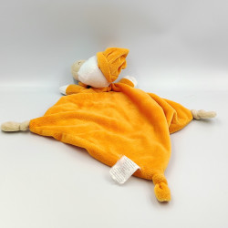 Doudou plat canard orange blanc beige TOM & KIDDY TOMKIDS