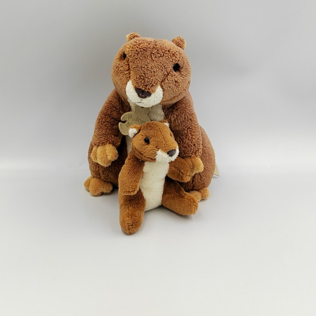 Doudou castor marmotte marron avec bébé HISTOIRE D'OURS