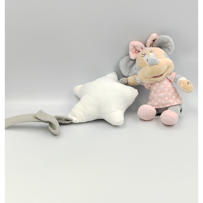 Doudou musical Minnie rose gris pois avec etoile DISNEY BABY