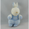 Doudou lapin boule vichy bleu TARTINE ET CHOCOLAT 